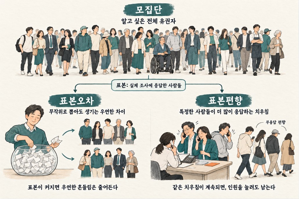 모집단과 표본, 오차와 편향